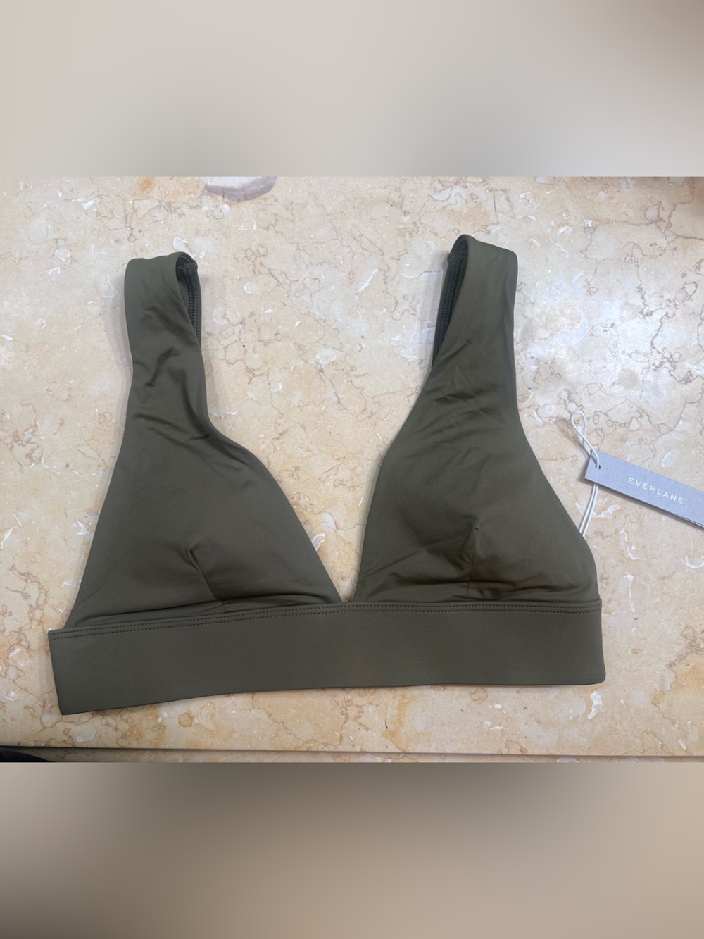 NWT - Everlane triangle bralette swim top - Olive green - size Small
